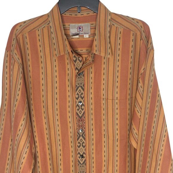 The Territory Ahead Shirt Mens XLT Rust Tan Striped Southwestern Long Sleeve - Picture 11 of 14